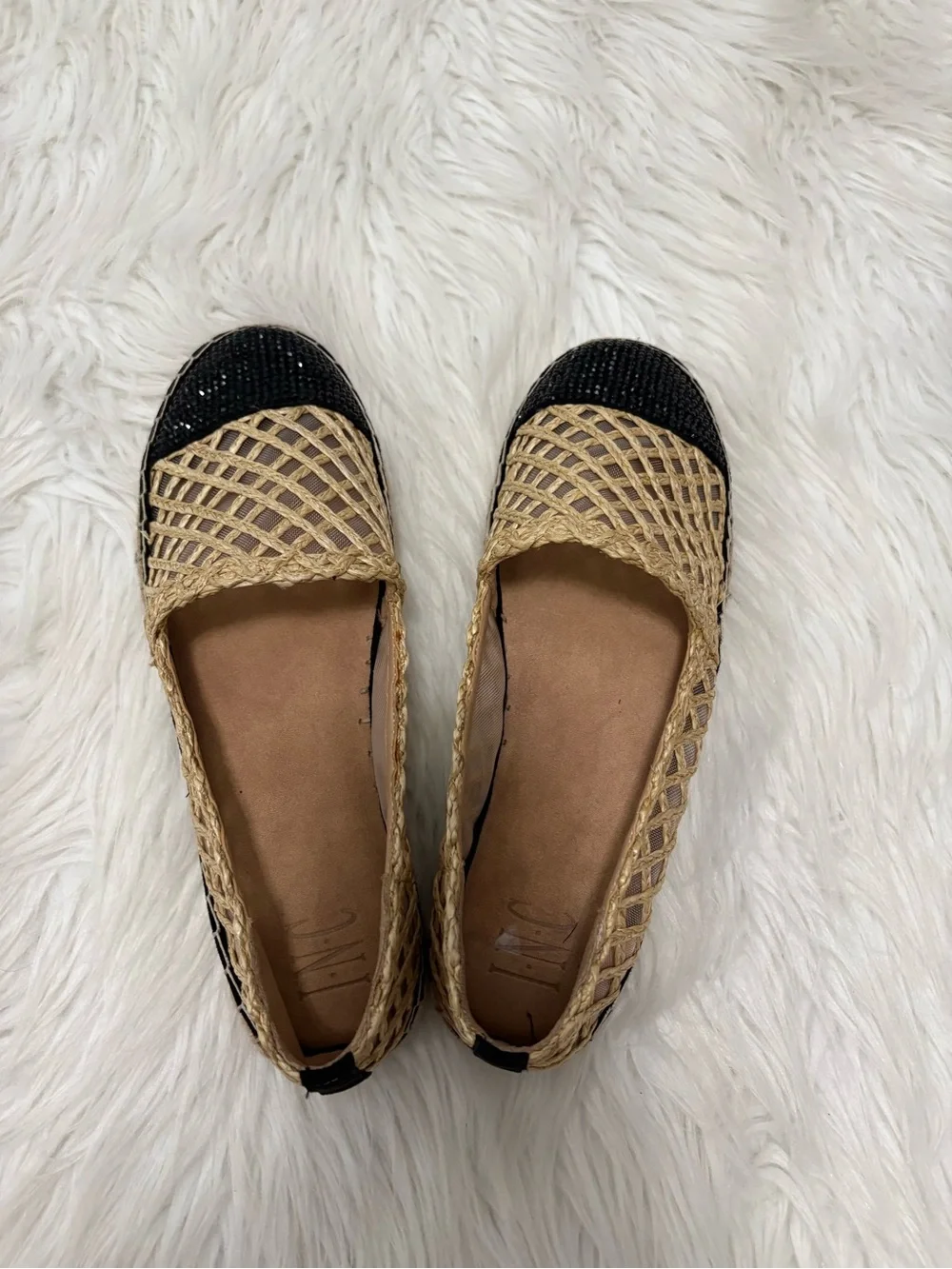INC International Concepts Corvina Woven Espadrilles Natural Raffia Rhinestone